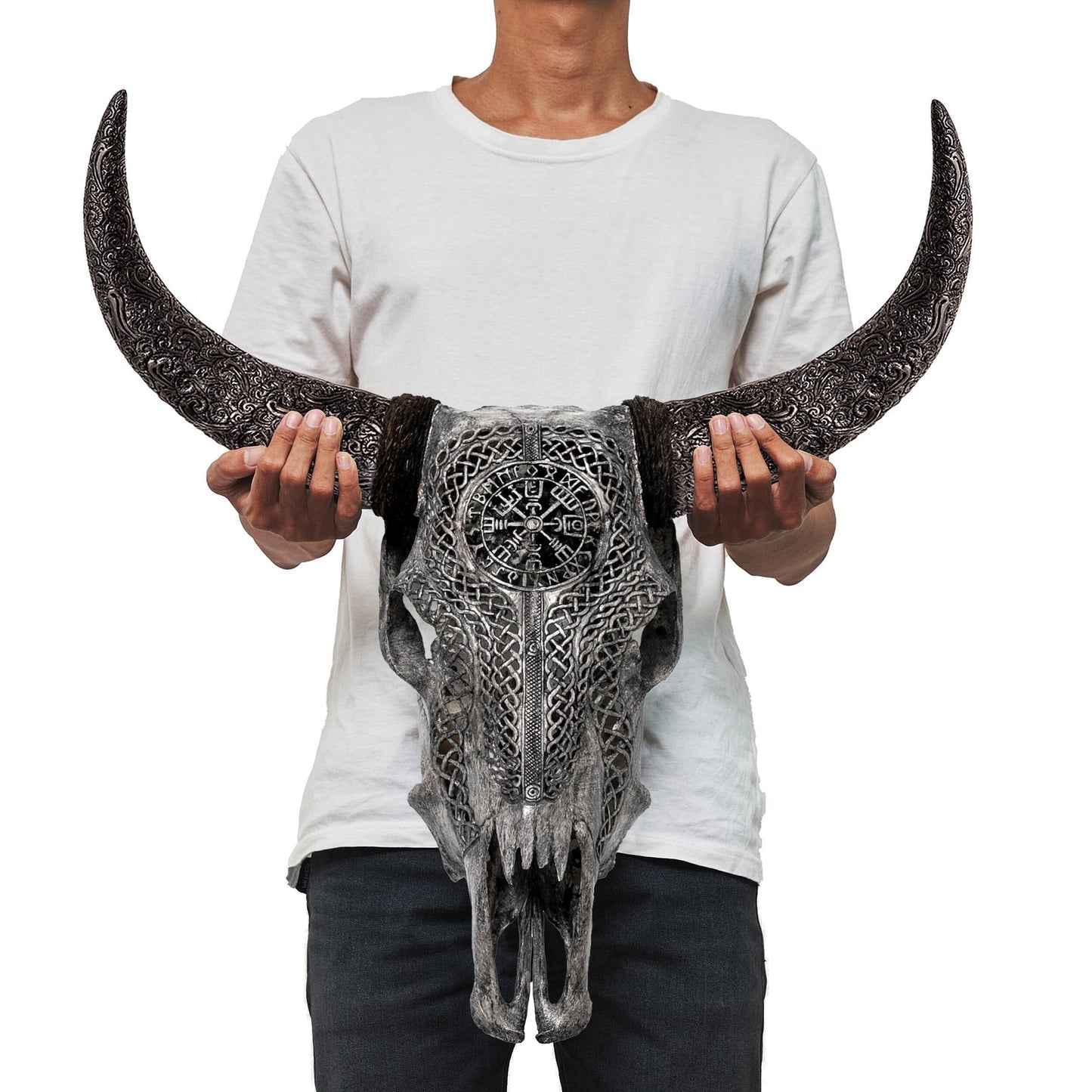 Hand-Carved Cow Skull | Vegvísir