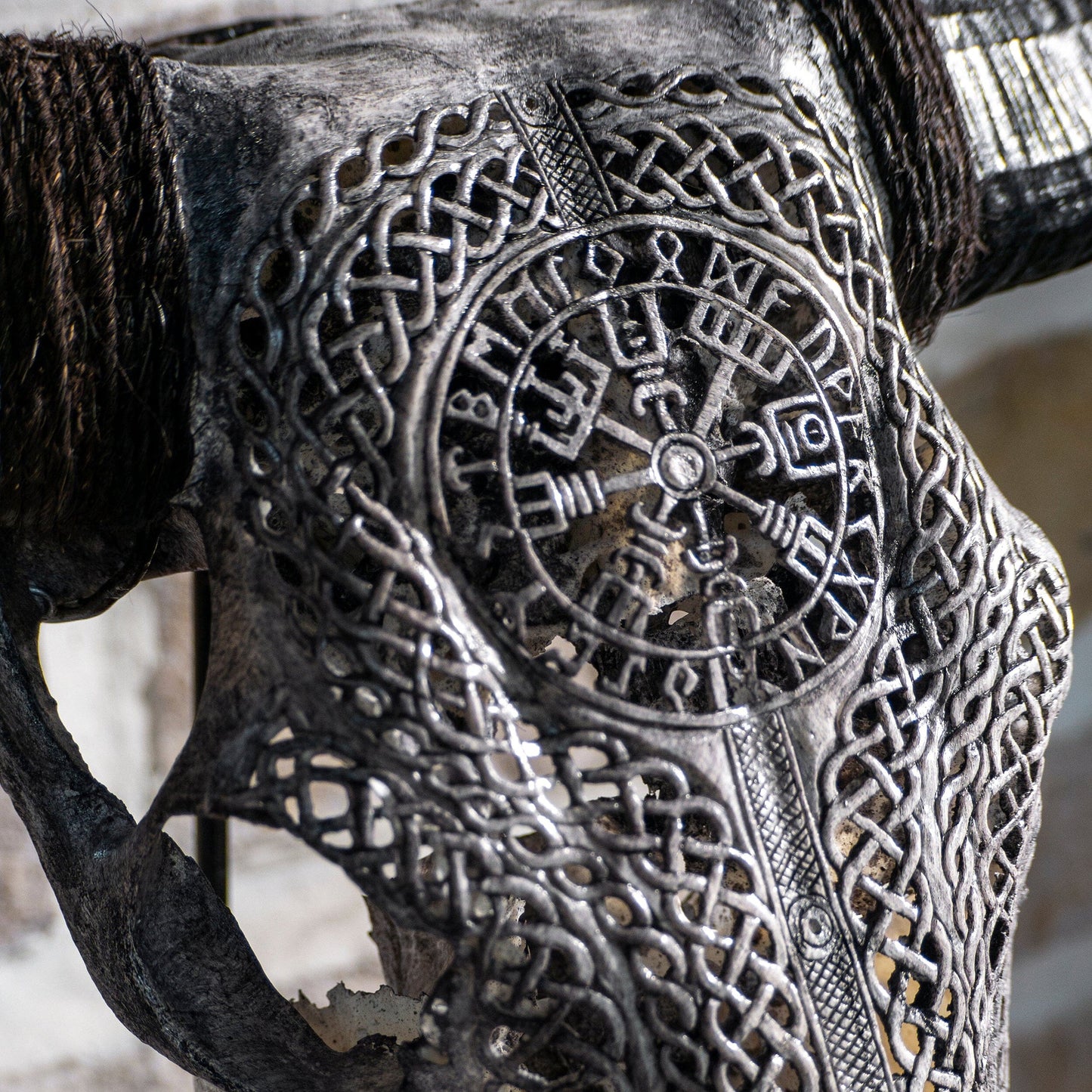 Hand-Carved Cow Skull | Vegvísir