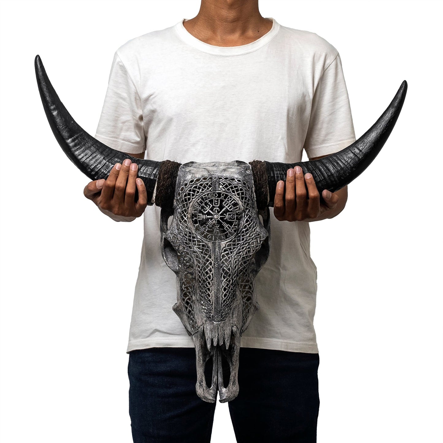 Hand-Carved Cow Skull | Vegvísir